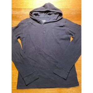Old Navy Black Hooded Long Sleeve Henley Shirt - Size S